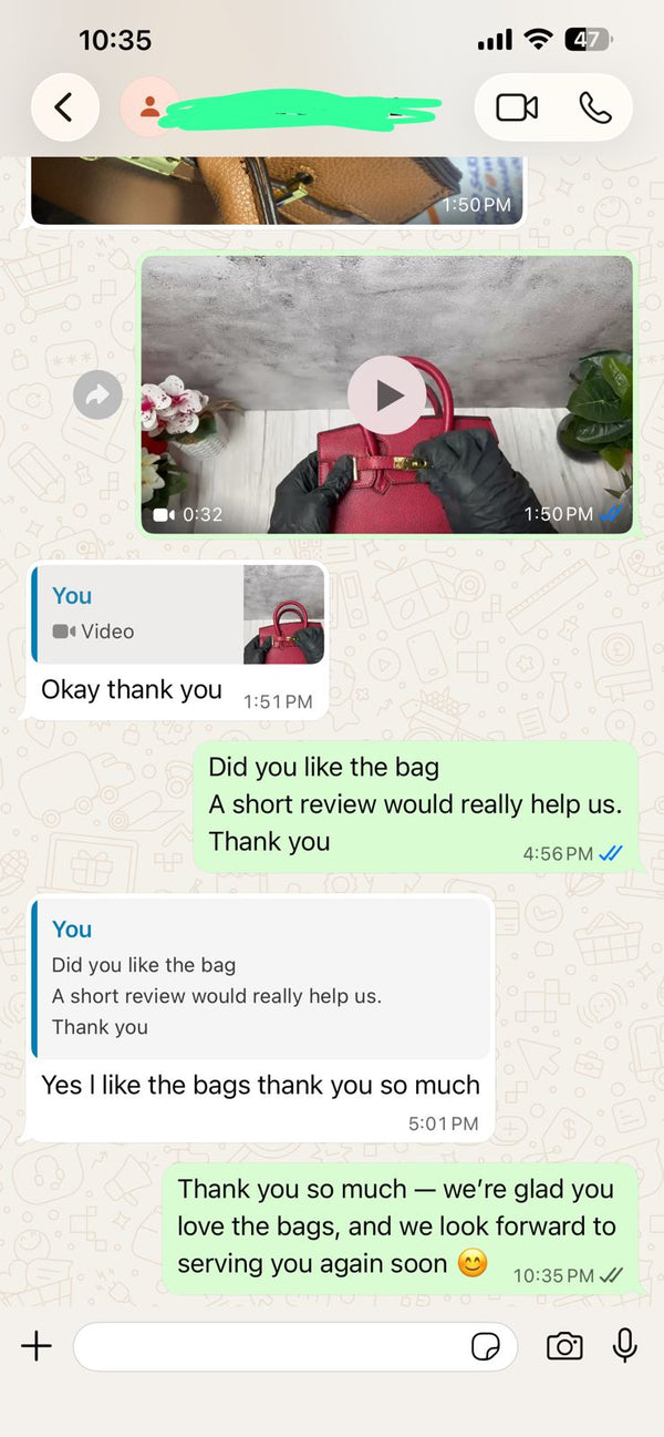 WhatsApp customer review