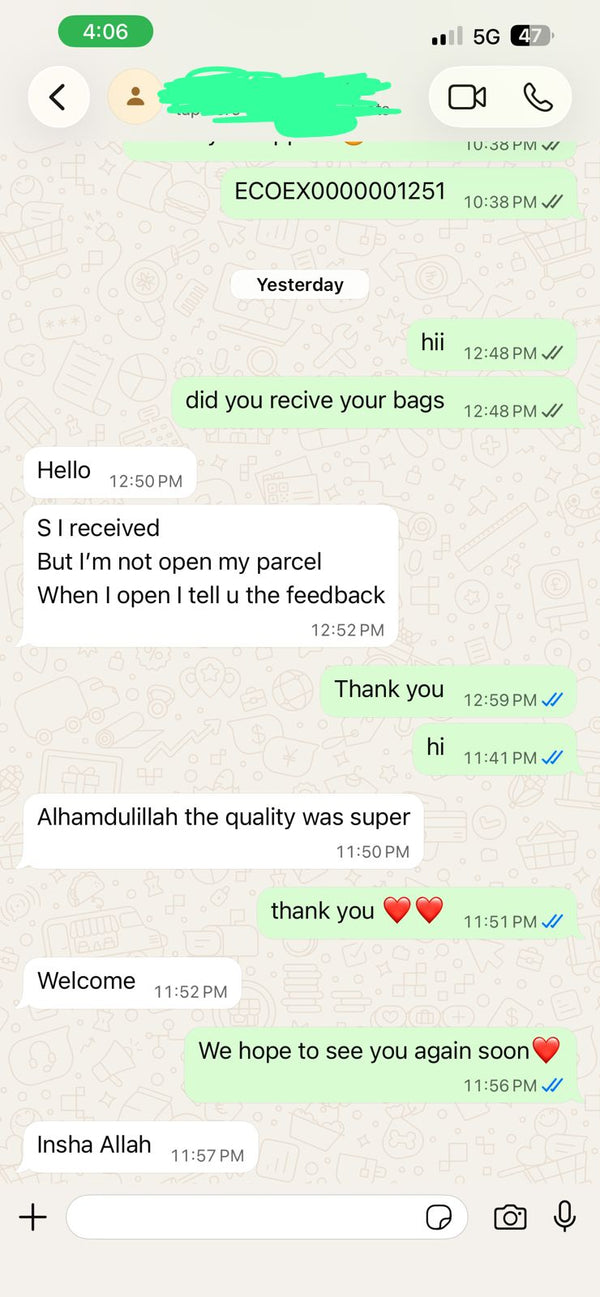 WhatsApp customer review