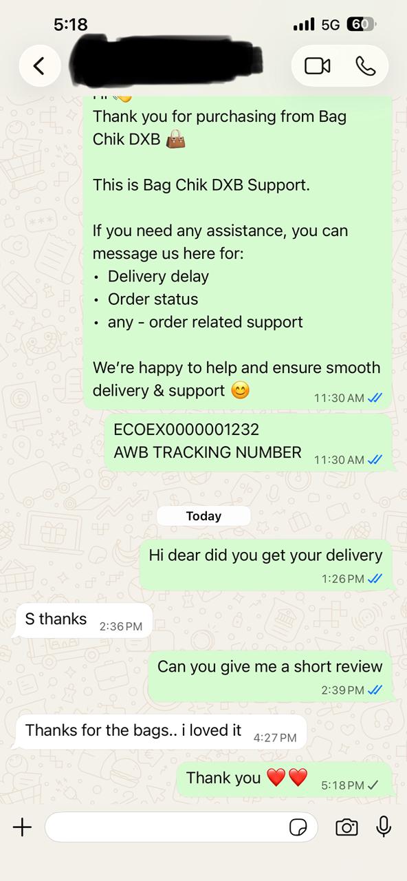 WhatsApp customer review