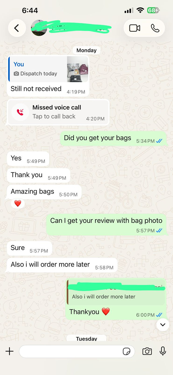 WhatsApp customer review