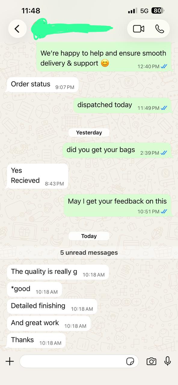 WhatsApp customer review