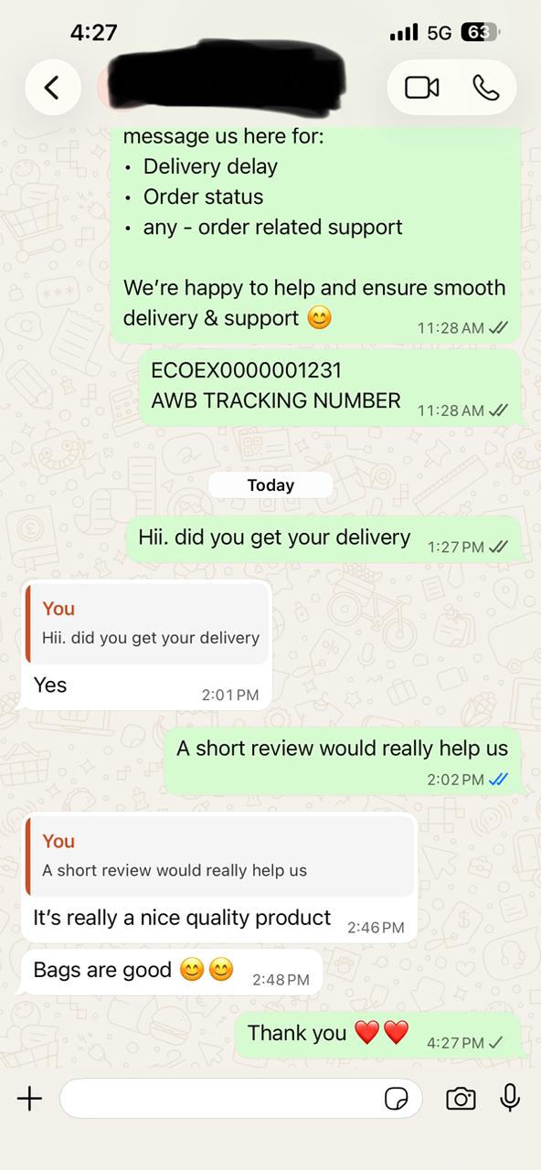 WhatsApp customer review