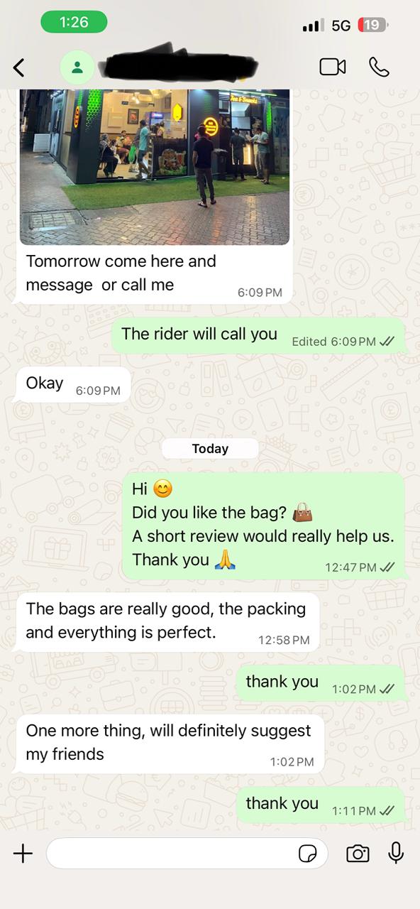 WhatsApp customer review