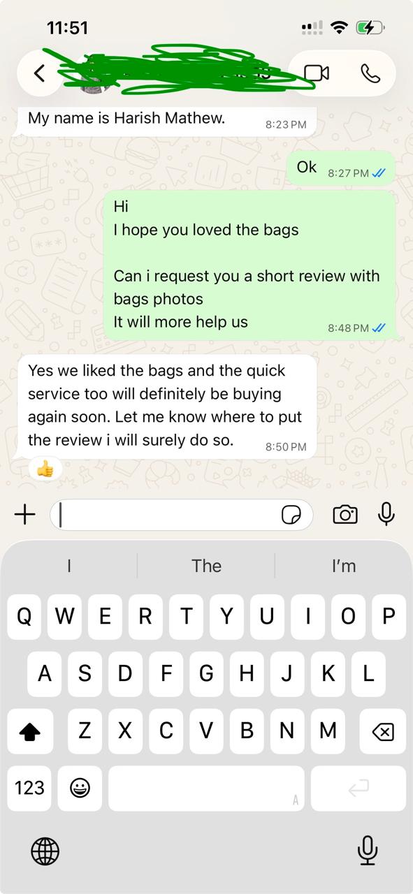 WhatsApp customer review