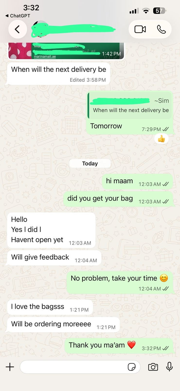 WhatsApp customer review
