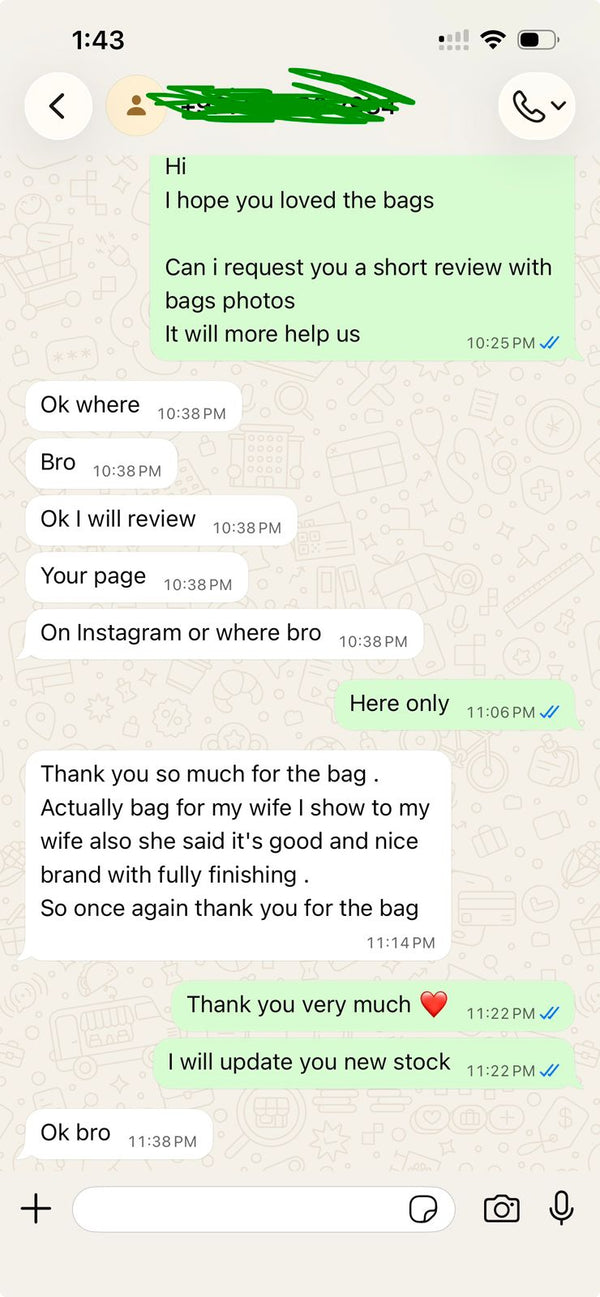 WhatsApp customer review